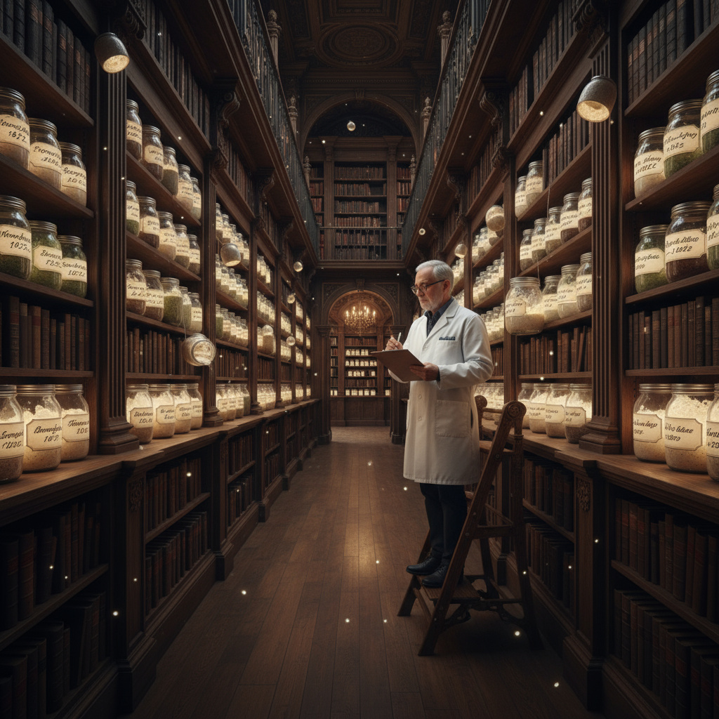 Grand ornate library with sourdough starter jars - beginner sourdough tips