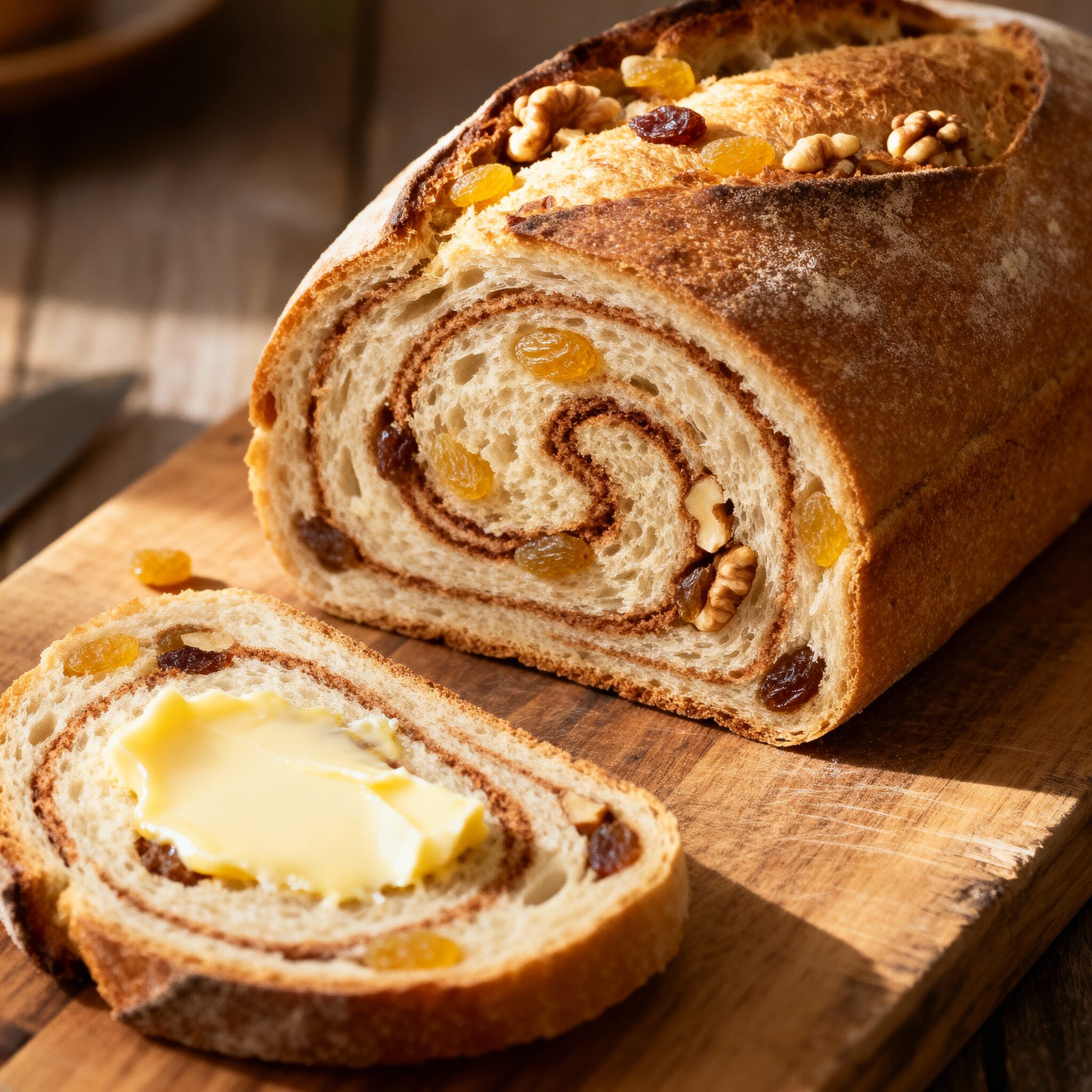 Cinnamon Raisin Walnut Sourdough Bread - Final Product