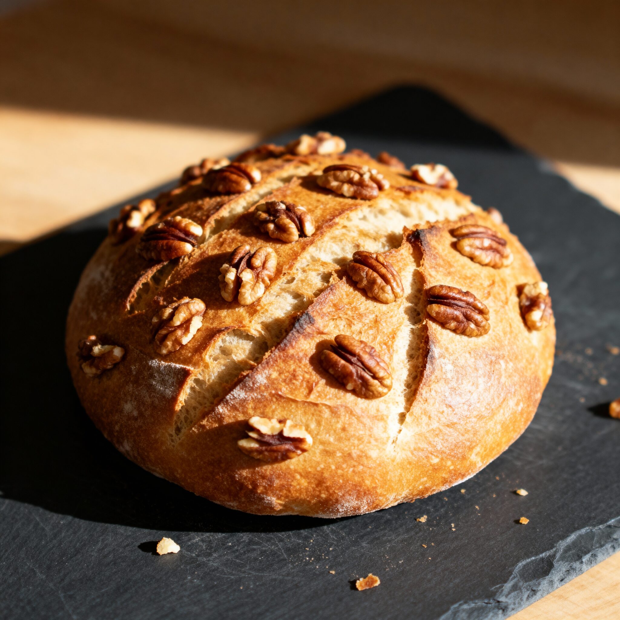 Honey Sourdough Bread with Roasted Walnuts - Final Product