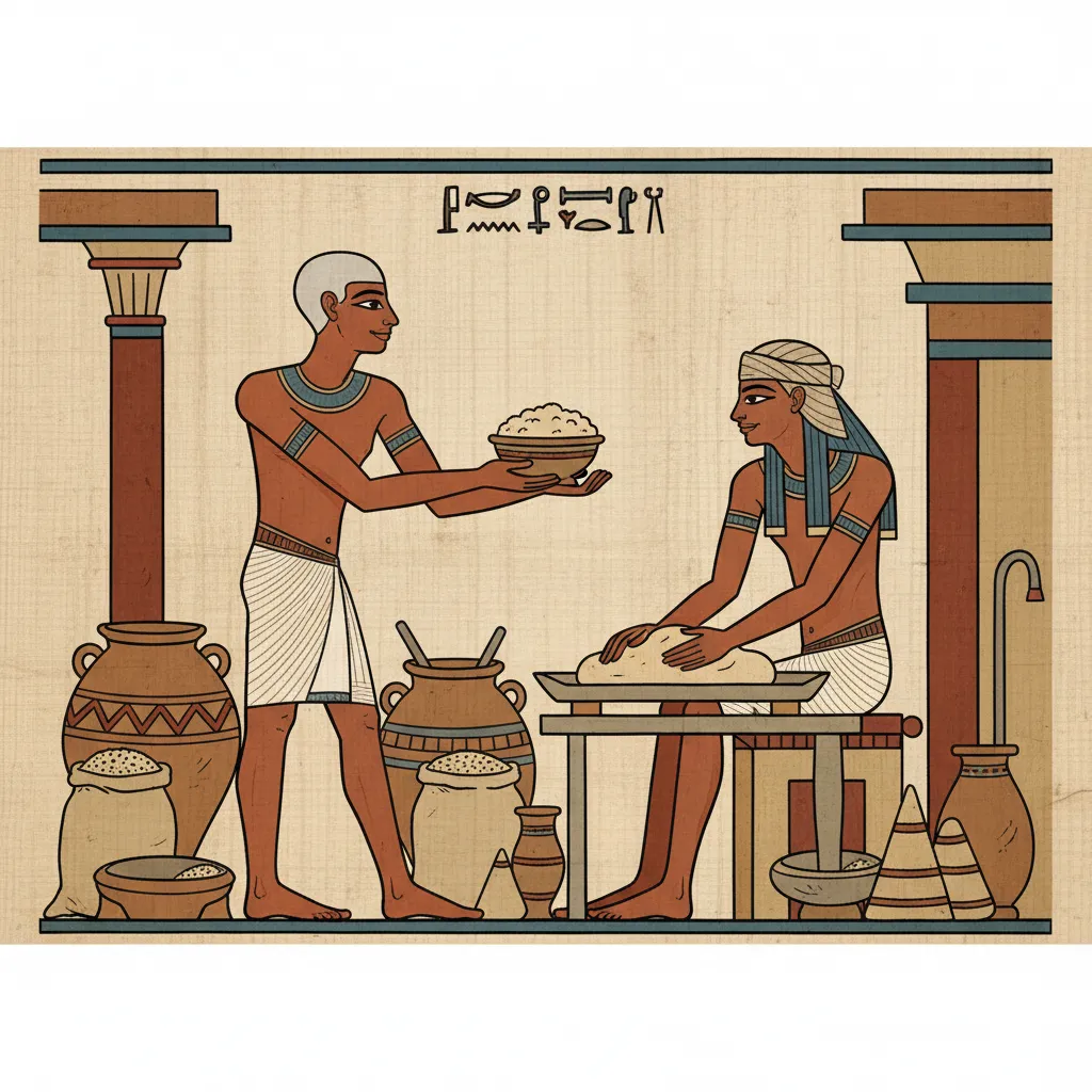 Ancient Egyptian bread-making vessels and fermented dough starter cultures.