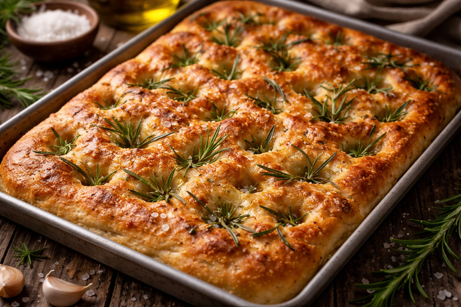 Sourdough Focaccia with Discard: Dimpled, Garlicky, and Ready Before Dinner